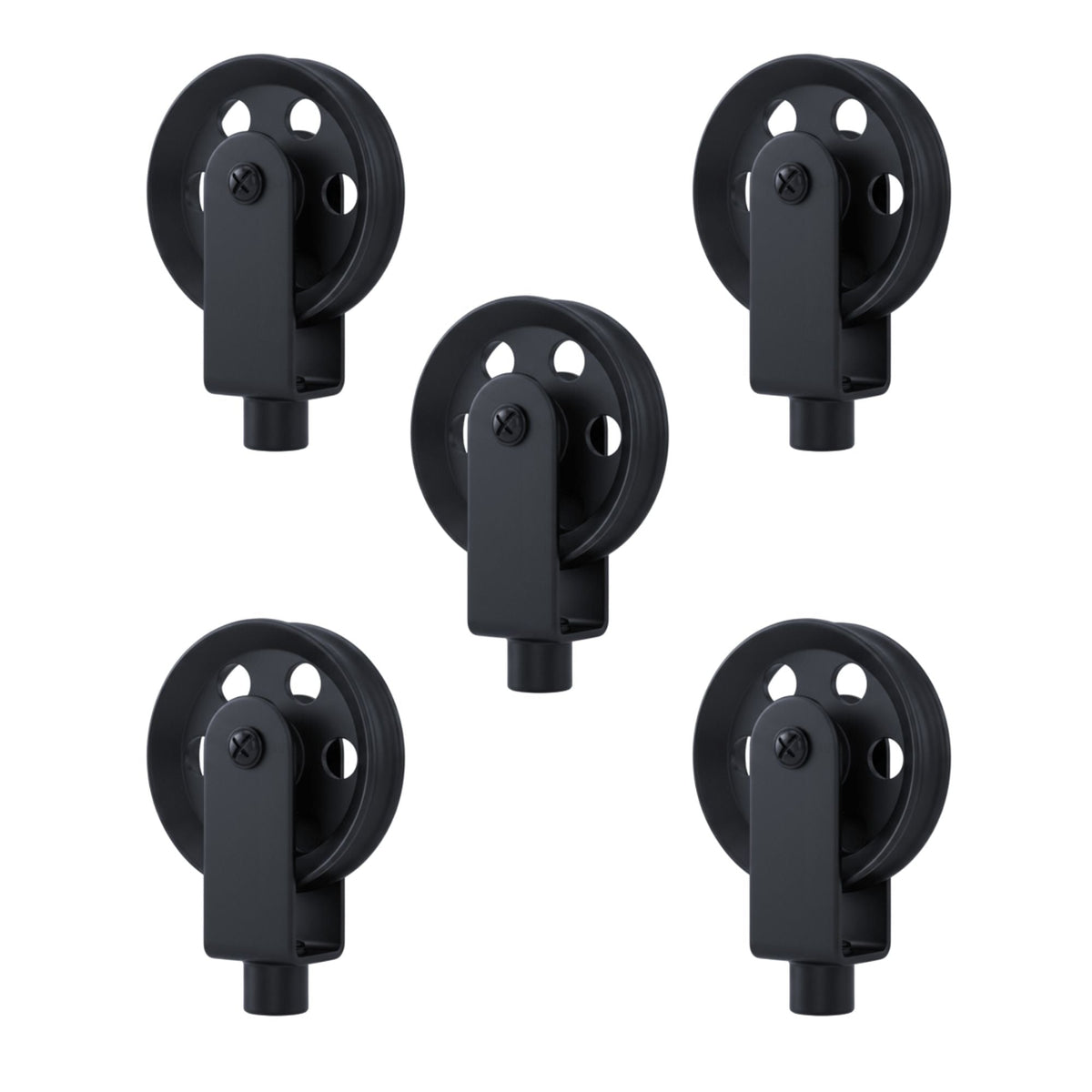 Industrial Pulley Wheel for Pendant Lights – Black, 43 or 50 mm - 50 mm Wheel, Black, Pack of 5