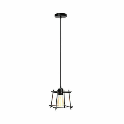 Industrial Cage Pendant Light – E27, 25+ Cage Styles & Colours - Black, Box Cage Black, Without Bulb