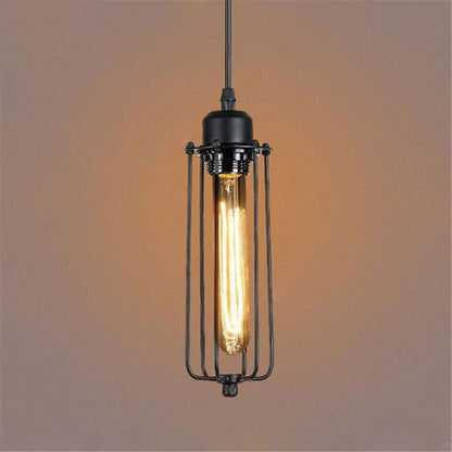 Industrial Cage Pendant Light – E27, 25+ Cage Styles & Colours - Black, Long Cage Brushed Copper, Without Bulb