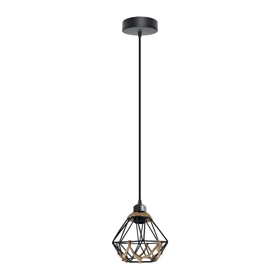 Industrial Cage Pendant Light – E27, 25+ Cage Styles & Colours - Black, Woven Cage Black, Without Bulb