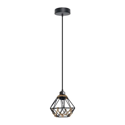 Industrial Cage Pendant Light – E27, 25+ Cage Styles & Colours - Black, Woven Cage Black, Without Bulb