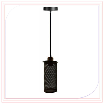 Industrial Cage Pendant Light – E27, 25+ Cage Styles & Colours - Rustic Red, Cage Drum Rustic Red, Without Bulb