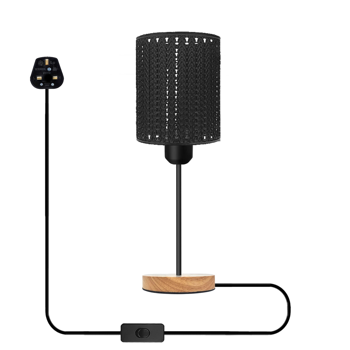 Industrial Metal Wire Cage Table Lamp E27 - Black, Without Bulb