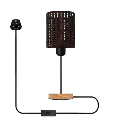 Industrial Metal Wire Cage Table Lamp E27 - Rustic Red, Without Bulb