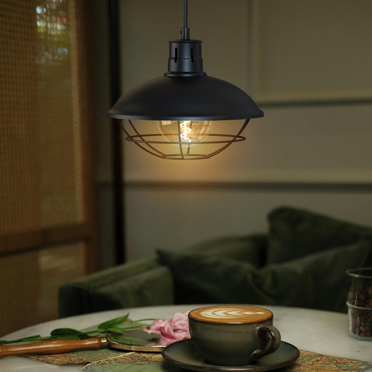 Nautical Fisherman Cage Pendant Light – Black or Brushed Copper, E27 - photo 7