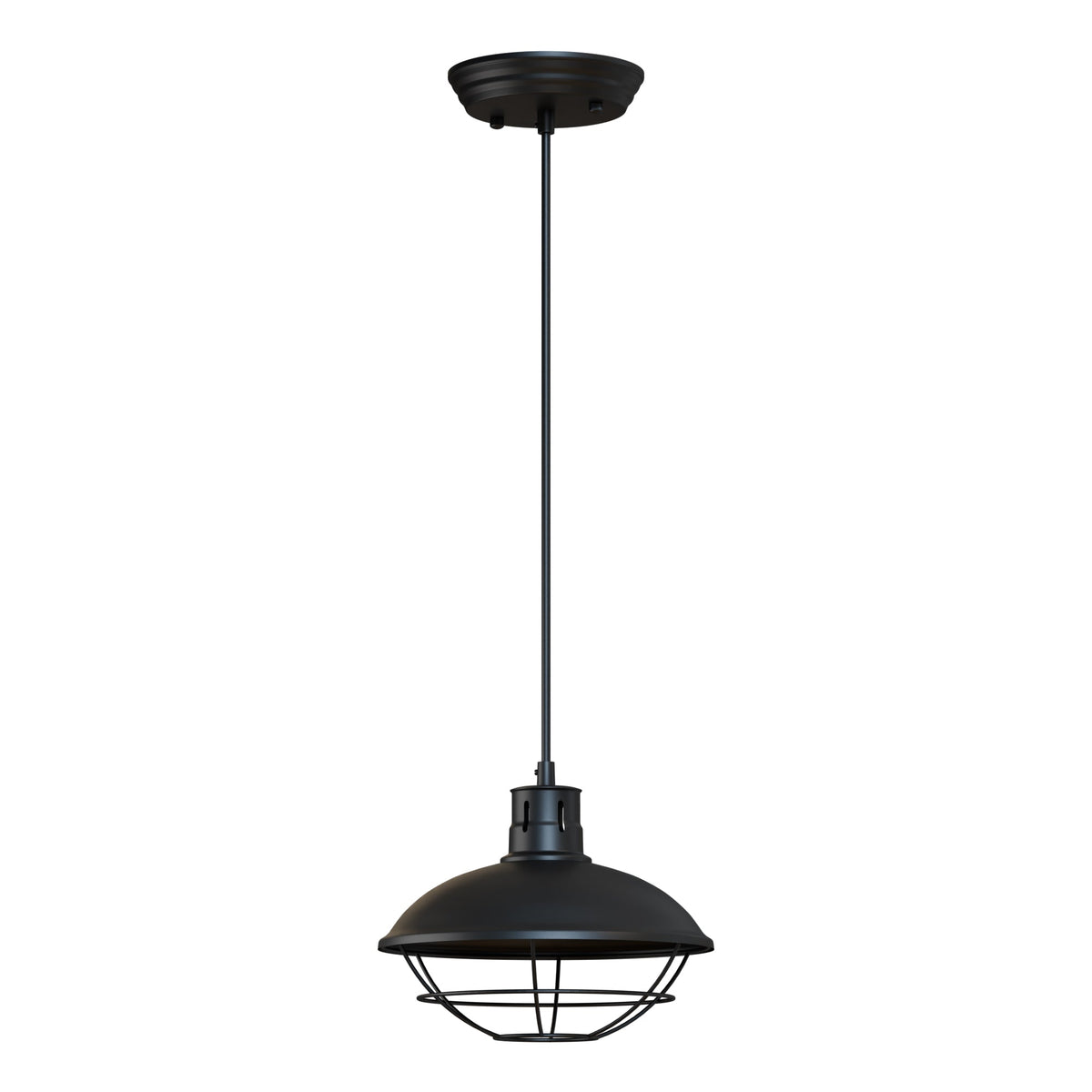 Nautical Fisherman Cage Pendant Light – Black or Brushed Copper, E27 - Black, Cage Dome Shade, Without Bulb