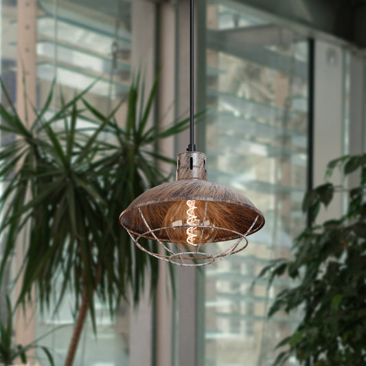 Nautical Fisherman Cage Pendant Light – Black or Brushed Copper, E27 - Brushed Copper, Cage Dome Shade, SG125 LED Bulb 4W