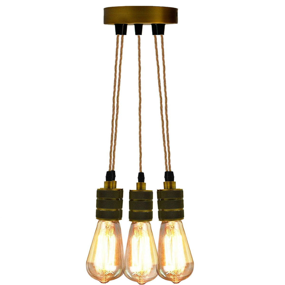 4-Light Rope Cord Cluster Pendant – Yellow Brass Holders, E27 - photo 4