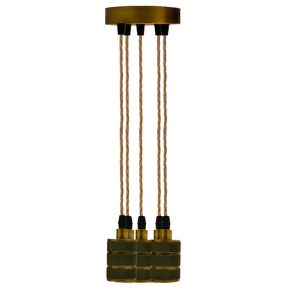4-Light Rope Cord Cluster Pendant – Yellow Brass Holders, E27 - photo 2