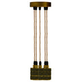 5 Light Cluster Pendant – Yellow Brass, Rope-Style Twisted Cable, E27