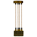 4-Light Rope Cord Cluster Pendant – Yellow Brass Holders, E27 - Yellow Brass, No Shade, Without Bulb