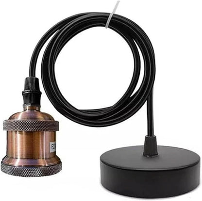 Brass Pendant Light – 25+ Metal Domes, Barn & Flat Shades, E27 - Copper, No Shade, Without Bulb