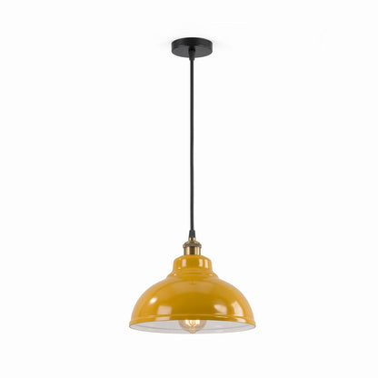 Brass Pendant Light – 25+ Metal Domes, Barn & Flat Shades, E27 - Yellow Brass, Curvy 29 cm Yellow, Without Bulb