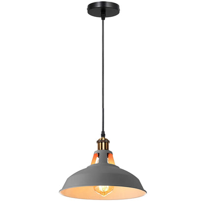 Brass Pendant Light – 25+ Metal Domes, Barn & Flat Shades, E27 - Yellow Brass, Barn Slotted 30 cm Grey, Without Bulb