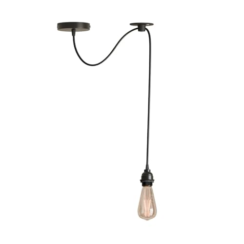 Swag Pendant Light Fitting – 2 m Black Cable, Ceiling Hook, E27 - photo 3