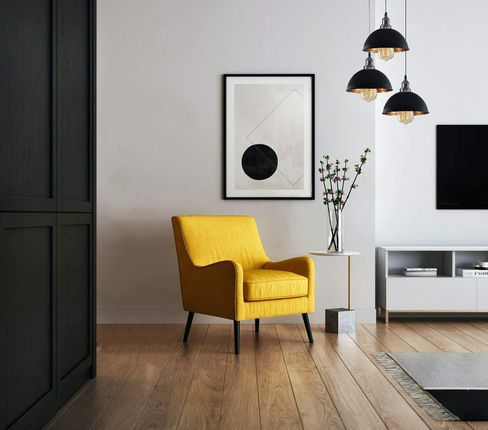 3-Light Cluster Pendant – Dome, Cone or Amber Glass Shades, E27 - photo 3