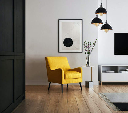 3-Light Cluster Pendant – Dome, Cone or Amber Glass Shades, E27 - photo 3