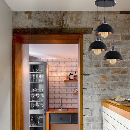 3-Light Cluster Pendant – Dome, Cone or Amber Glass Shades, E27 - photo 6