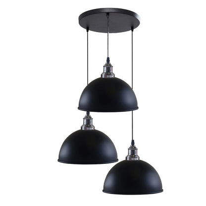 3-Light Cluster Pendant – Dome, Cone or Amber Glass Shades, E27 - photo 8