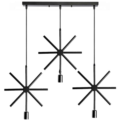 3-Light Cluster Pendant – Dome, Cone or Amber Glass Shades, E27 - Copper, Dome 21 cm Black & White Inner 200 mm Rose, Without Bulb