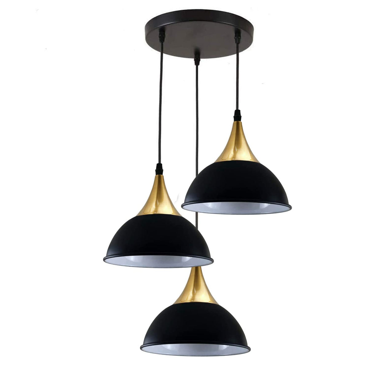 3-Light Cluster Pendant – Dome, Cone or Amber Glass Shades, E27 - photo 14