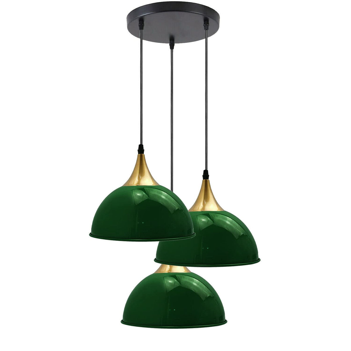 3-Light Cluster Pendant – Dome, Cone or Amber Glass Shades, E27 - photo 20