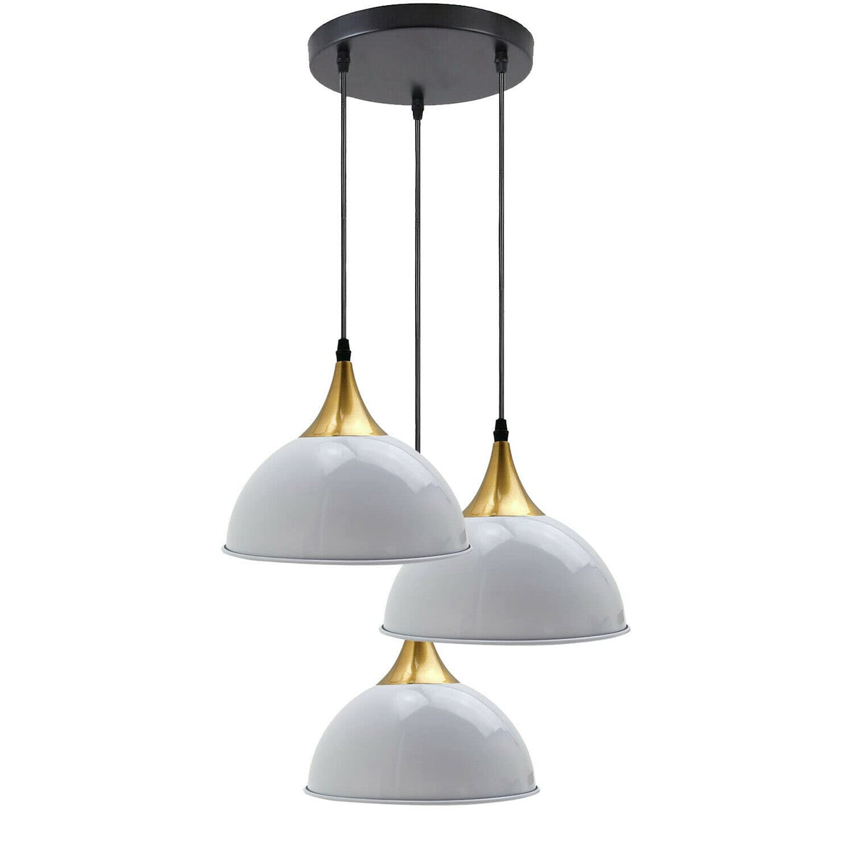 3-Light Cluster Pendant – Dome, Cone or Amber Glass Shades, E27 - photo 25
