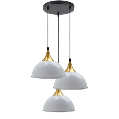 3-Light Cluster Pendant – Dome, Cone or Amber Glass Shades, E27 - photo 25