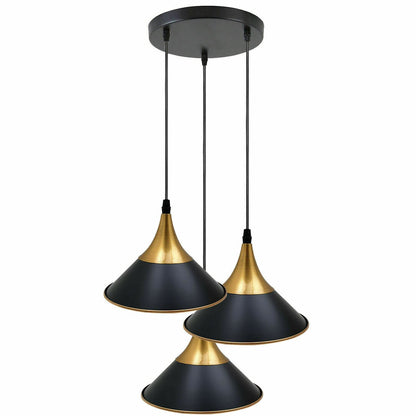 3-Light Cluster Pendant – Dome, Cone or Amber Glass Shades, E27 - photo 17