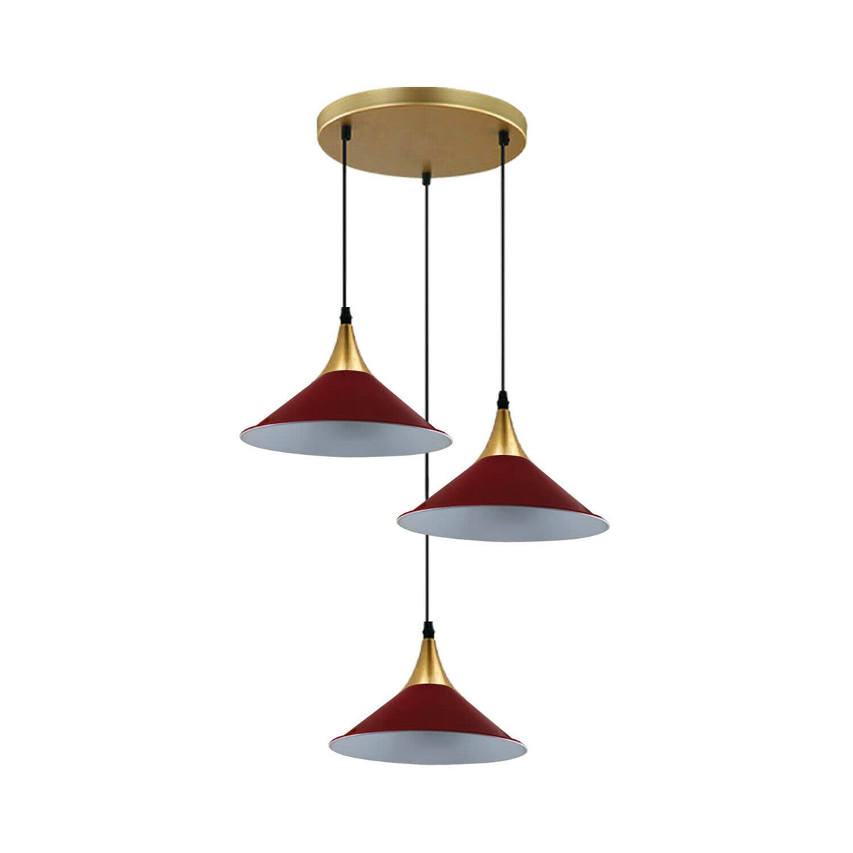 3-Light Cluster Pendant – Dome, Cone or Amber Glass Shades, E27 - photo 18