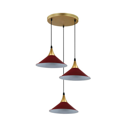3-Light Cluster Pendant – Dome, Cone or Amber Glass Shades, E27 - photo 18