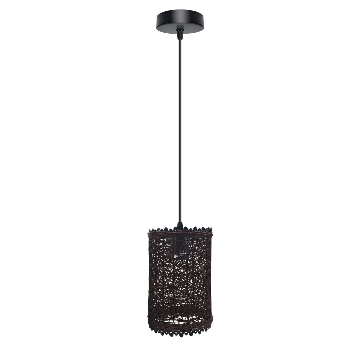 Industrial Pendant Light – Black Holder, Shade or Cage Options, E27 - Black, Cage Brown, Without Bulb