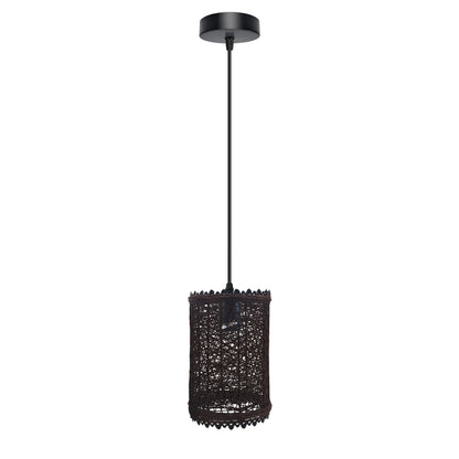 Industrial Pendant Light – Black Holder, Shade or Cage Options, E27 - Black, Cage Brown, Without Bulb