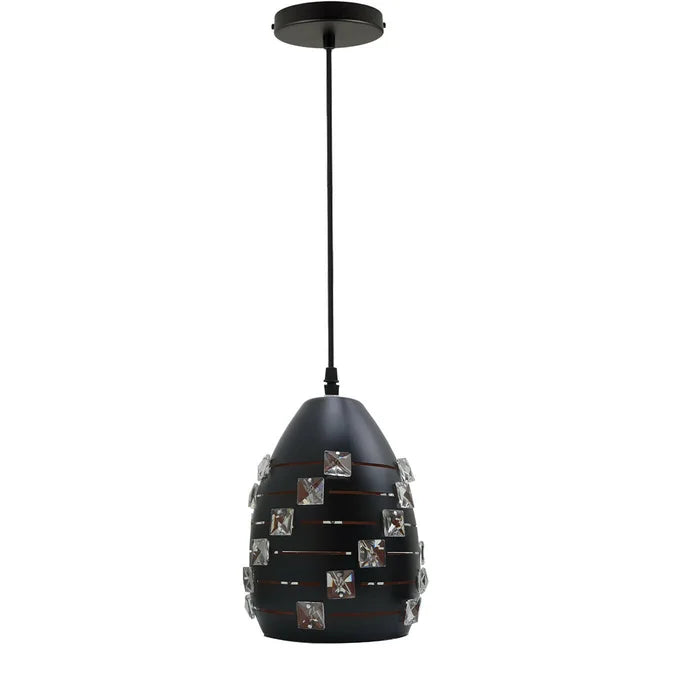 Industrial Pendant Light – Black Holder, Shade or Cage Options, E27 - Black, Dome 10 cm Black, Without Bulb