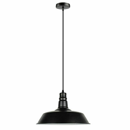 Industrial Pendant Light – Black Holder, Shade or Cage Options, E27 - Black, Barn 26 cm Black, Without Bulb