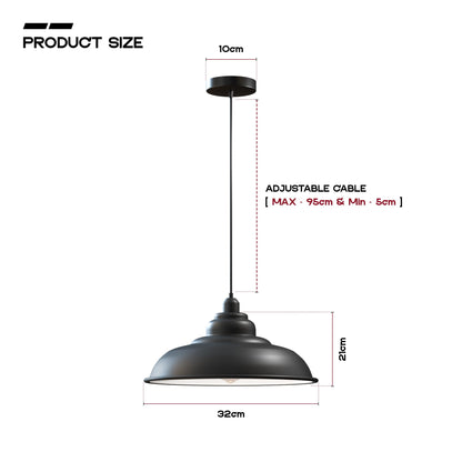 Industrial Metal Pendant Light 32 cm – Cyan Blue, E27 - photo 2