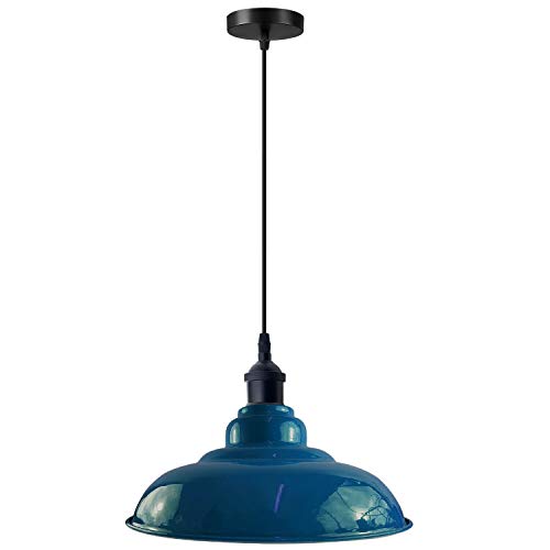 Industrial Metal Pendant Light 32 cm – Cyan Blue, E27