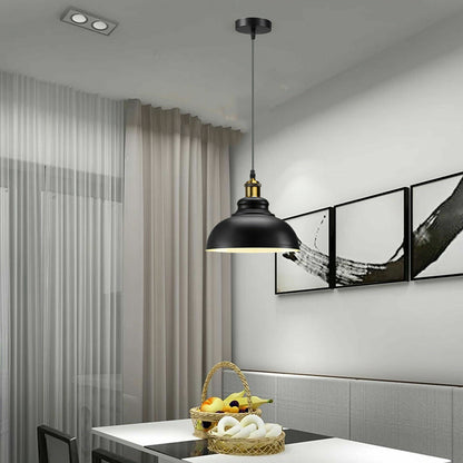 Industrial Metal Pendant Light – Dome, Flat or Cone Shade, E27 - photo 2