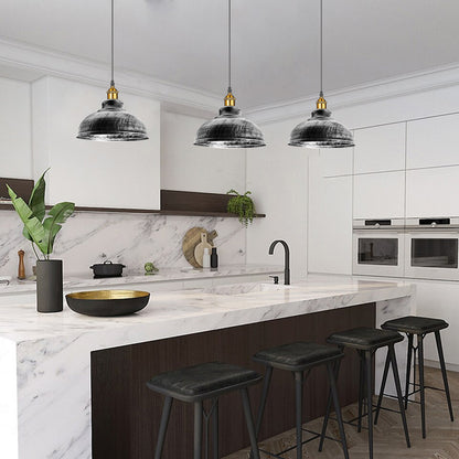 Industrial Metal Pendant Light – Dome, Flat or Cone Shade, E27 - photo 3