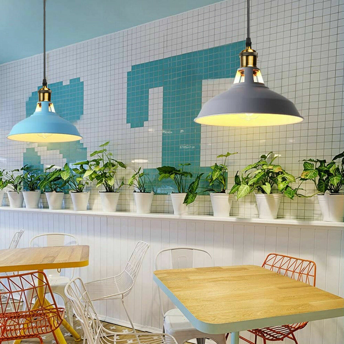 Industrial Metal Pendant Light – Dome, Flat or Cone Shade, E27 - photo 4