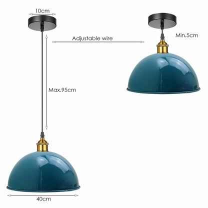 Industrial Metal Pendant Light – Dome, Flat or Cone Shade, E27 - photo 7