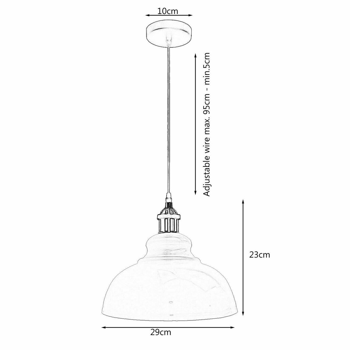 Industrial Metal Pendant Light – Dome, Flat or Cone Shade, E27 - photo 9