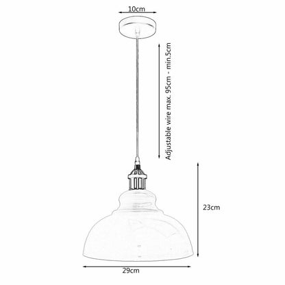 Industrial Metal Pendant Light – Dome, Flat or Cone Shade, E27 - photo 9
