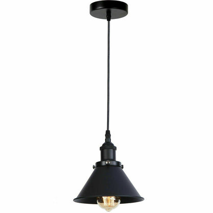 Industrial Metal Pendant Light – Dome, Flat or Cone Shade, E27 - photo 76