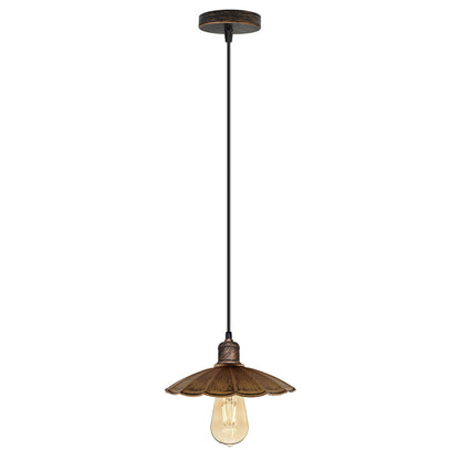Industrial Metal Pendant Light – Dome, Flat or Cone Shade, E27 - Brushed Copper, Lounge 22 cm Brushed Copper, Without Bulb