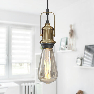 Industrial Stirrup Lamp Holder Pendant Set – Black or Brass, E27 - photo 6