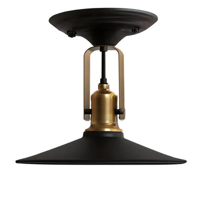 Industrial Stirrup Lamp Holder Pendant Set – Black or Brass, E27 - Yellow Brass, Flat Black, Without Bulb