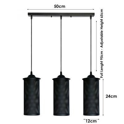 3-Light Pendant Cluster – Cylinder Cage, Dome or Diamond Cage