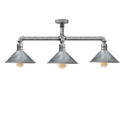 3-Light Industrial Pipe Ceiling Light – Shades or Cages, E27 - photo 19
