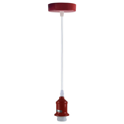 3-Light Industrial Pipe Ceiling Light – Shades or Cages, E27 - Rustic Red, Diamond Cage Black, Black Shade DT, Without Bulb